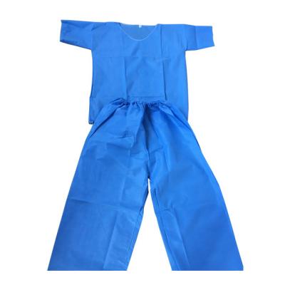 China Top+Pant Unisex SMS Nonwoven Disposable Uniforms Scrub Set With V-Neck Scrub Top And Scrub Pants for sale