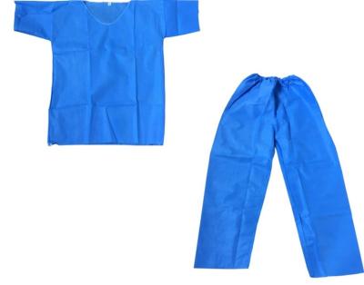 China Wholesale Disposable SMS Nonwoven Unisex Medical Short Sleeve Top+Pant Scrub Uniform Suit for sale