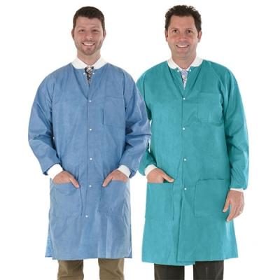 China Medical lab coats men and women lab coats sms/spunlace/pp material hospital stretch breathable and disposable uniform coats for sale