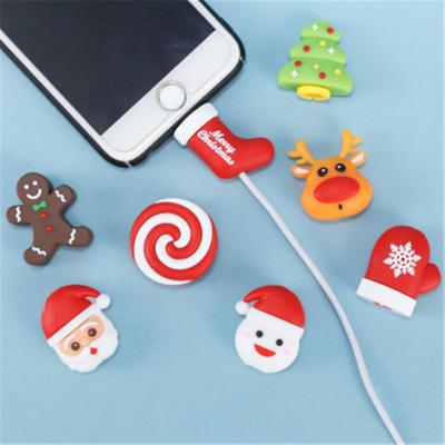 China 10PCS Cute Cartoon Silicone Cable Winder Cover Device Christmas Tree Earphone Cable Protective Case Silicone Data Wire Protector for sale