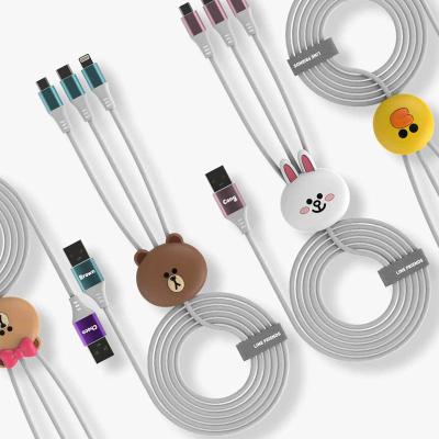 China Fast charging line Friends Brown Bear three-in-one data cable fast charging one-to-three to charging cable for Apple and Android for sale