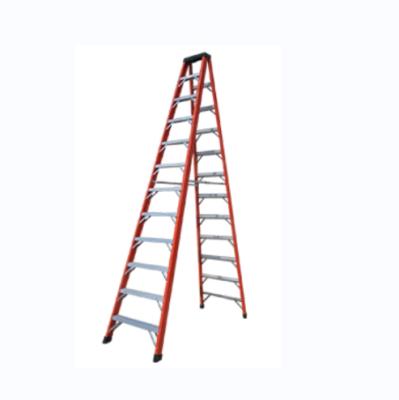 China Folding Ladders Red Color Fiberglass Platform Step Ladder for sale