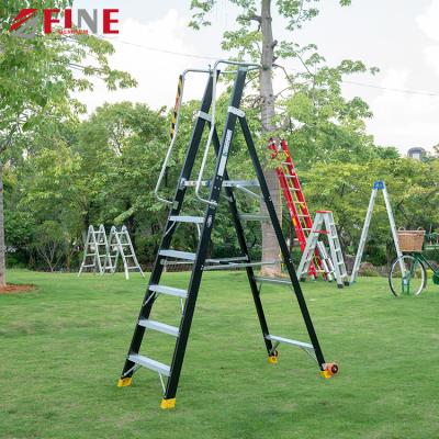 China Folding Ladders Combination Movable Aluminum Warehouse Platform Mobile Step Ladder for sale