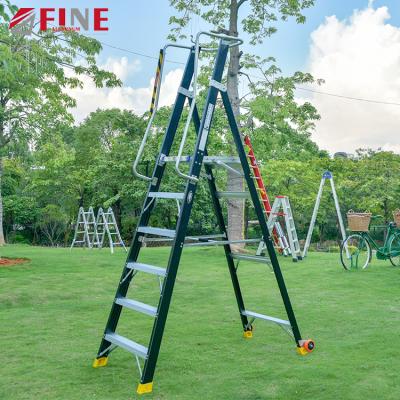 China Folding Ladders Folding Step Aluminum Movable Work Platform Adjustable Folding Ladder for sale