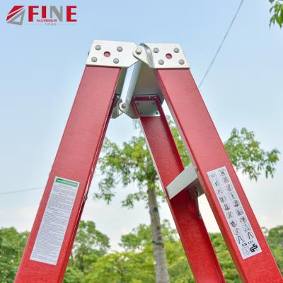 China Folding Ladders Aluminum And Fiberglass One Type Folding Red Cable Electician Step Ladder for sale