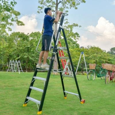 China Folding Ladders Electricians 7 Tread Fiberglass Folding Platform Movable Step Ladder for sale