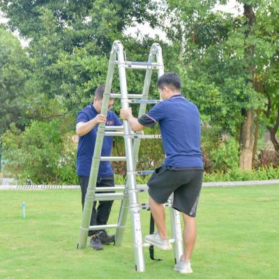 China Stable Metal Walking Ladders Telescopic Folding Bottom Adjustable Telescopic Hinged Ladder for sale