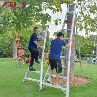 China Groudwork Aluminum Cherry Fruit Picking Ladder Aerial Orchard Folding Ladders for sale