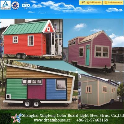 China Prefab luxury parking container house on wheels / mobile tiny houses with wheels for sale