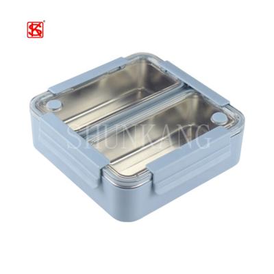 China European Style 304 Food Bowl Stainless Steel Freshness Preservation Plastic Divided Bento Box Kids School Students Use for sale