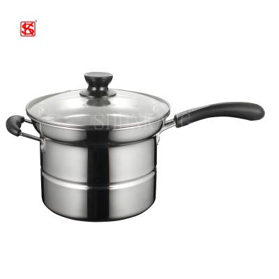 China Korean Universal Sustainable Style Classic Stainless Steel Noodle Pot Milk Soup Pot Set With Strainer for sale