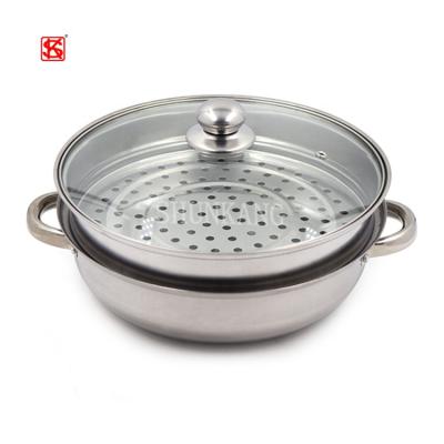 China Sustainable Promotions Cheap Non Electric Stainless Steel Steamer Pot Cooking Pots With Lid&Steel Glass Lid for sale