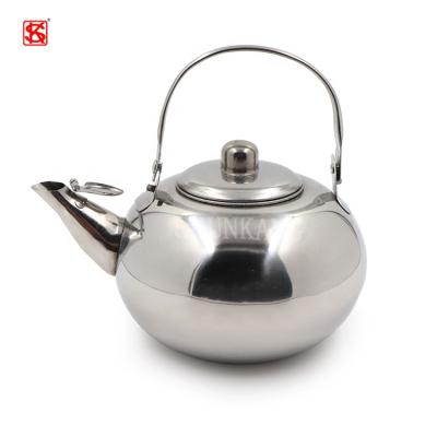 China Viable round whistling kettle/stainless steel tea kettle with a strainer for sale