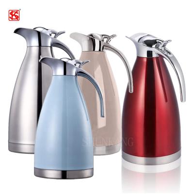 China Colorful Large Capacity Restaurant Serving Stainless Steel Thermos Coffee Pot Vacuum Carafe Pot With Handle for sale