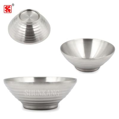 China Eco Friendly Food Grade 304 Stainless Steel Bowl Japan Korea Noodle Bowl With Stripes for sale