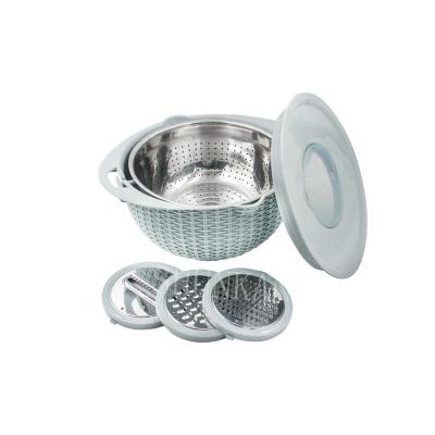 China Sustainable Plastic Kitchen Sink Strainer Colander Vegetable Stainless Steel Slicer for sale