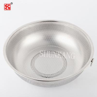 China Viable Mesh Tea Wash Basin Bowl Stainless Steel Basket Strainer Strainer Basket Strainer Set With Earring for sale