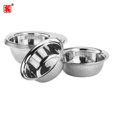 China Sustainable Europea Stainless Steel Washing Basket Mesh Sink Strainer Perforated Bowl Basin Colander Strainer for sale