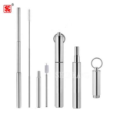 China Sustainable Friendly E-Co Stainless Steel Telescoping Drinking Straw And Brush With Metal Case for sale