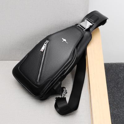 China 2021 Collection Men's Lightweight Sling Bag PU Chest Bag Waist Pack Leather Cross - Functional Cangurera Body Phone Purse Shoulder Purse For Men for sale