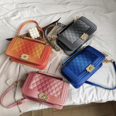 China New Designer Fasion 2021 Crossbody Bag Gradient Color Handbag Latest Fashionable Messenger Bag Multicolor Shoulder Purse For Women for sale