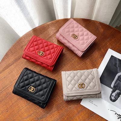 China None Sell Wholesale Mini Wallet Card Holder Small Purse For Women Stitched PU Leather Stylish Fashionable Portable Card Case For Ladies for sale