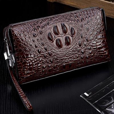 China 2021 Men's Daily Wristlet Clutch PU Leather Crocodile Embossed Pattern Fashionable Messenger Bag Wholesale Wallet Small Purse For Men for sale