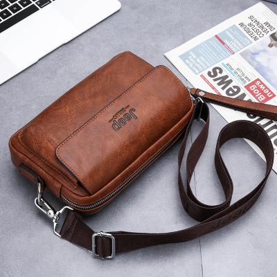 China Daily 2021 PU Leather Men Cross - Body Phone Bag Wholesale Luxury Brand Wallet Shoulder Purse Wristband Clutch Messenger Bag Large For Men for sale