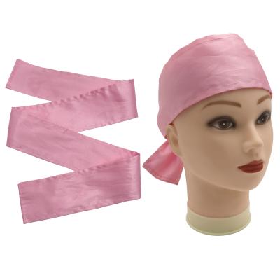 China Fashion simple pink hair wrap silk double layer satin head wrap color edge wrap custom for sale