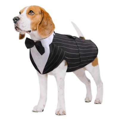 China Modern Dog Tuxedo Suit, Dog Clothes with Striped Shirt Pet Costume Wedding Party Bow Tie Formal Groomsman Suit for Puppy for sale