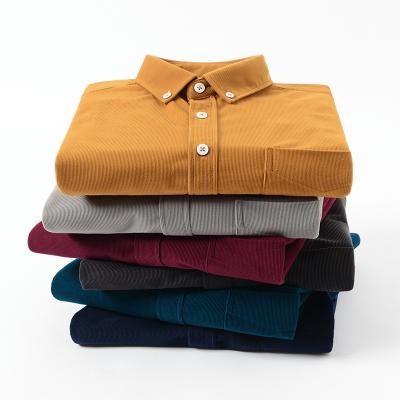 China Anti-pilling free sample plus size men shirts 100% cotton enzyme wash corduroy shirt for sale