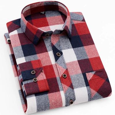 China Free Sample Anti-pilling Mens Shirts Long Sleeve Fashion Milled Mens Plaid Casual Shirt for sale