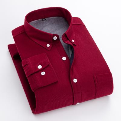 China New anti-pilling men's winter warm shirt new plus velvet thick corduroy long-sleeved shirt for sale