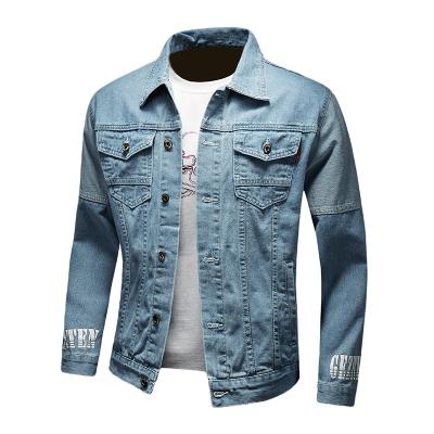 China New Arrival QUICK DRY Denim Jacket Wholesale Washed Print Mens Denim Lattice Custom Jackets for sale