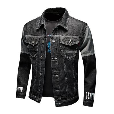 China High quality patchwork men's denim jacket 2021 wholesale QUICK DRY jeans trucker jacket coated letter jacket for sale