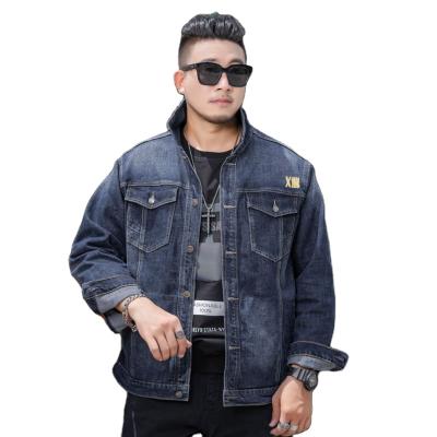 China New designer 9XL Custom denim jacket style lattice workable big for men fashion cotton embroidery plus size men jeans jacket for sale