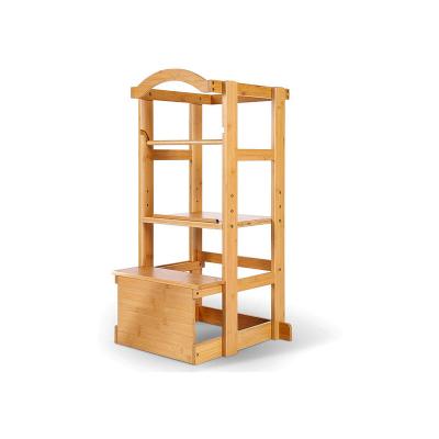 China (Size)Adjustable Hot Learning Stool Tower Kitchen Pine Learning Tower For Kids for sale