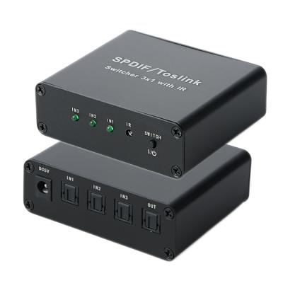 China Multimedia 3 in 1 Out Support LPCM2.0/DTS/Dolby-AC3 Digital Changer 3x1 Aluminum SPDIF Optical Audio Changer 3x1 Left Switcher for sale