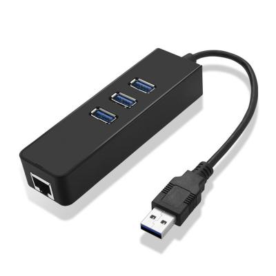 China 3-Port USB 3.0 Hub with RJ45 10/100/1000 Gigabit Ethernet Adapter Converter LAN Wired USB Network Adapter for Notebook ZD0023 for sale