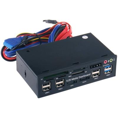 China ESATA 2 x 5.25 Inch Front Panel Audio With SATA 6 x USB 2.0 Hub SD TF MMC m2 CF CF Card Reader ZD0032 pc media for sale