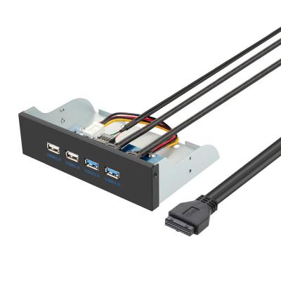 China USB 3.0 2 Ports 5.25 Inch Front Panel USB 2.0 Hub 2 Ports With 20 Pin 9 Pin Connector 5.25