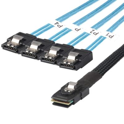 China Computer Mini SAS 36 4 Pin Internal SFF-8087 Male to x SATA 7 Pin Forward Breakout Cable Hard Drive Data Transfer Splitter Cable for sale