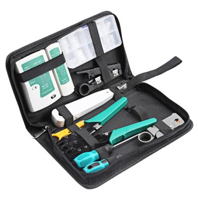 China 11 in 1 Professional Rj45 Crimp Tool Kit For CAT5/CAT6 Computer Maintenance Lan Cable Tester Network Repair Tool Kit Bag ZD0060 for sale