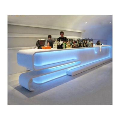 China Durable Hola Bar Bespoke High Gloss White Solid Exterior Bar Counter for sale