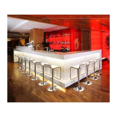 China Scratch-resistant hotel restaurant and bars luxury commercial led white bar counter for sale