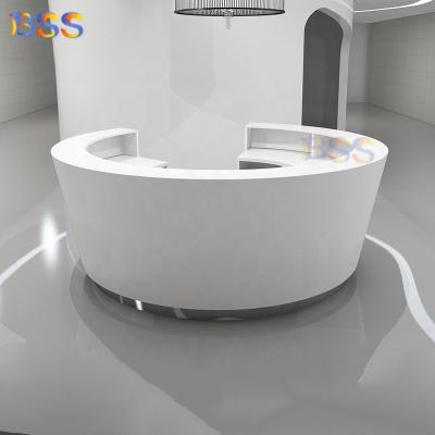 China Large Circular Contemporary White Stone Living Room Circular Receptionist Desk for sale