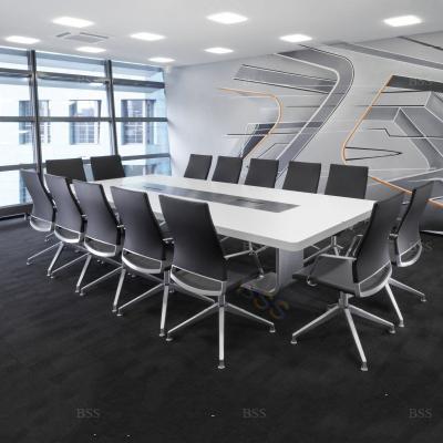 China Modern Contemporary Modern Board Room Table Design Furniture 6 Meter Outdoor Solid Marble 20 Meter Office Resin Concrete Concrete Board Room Table for sale