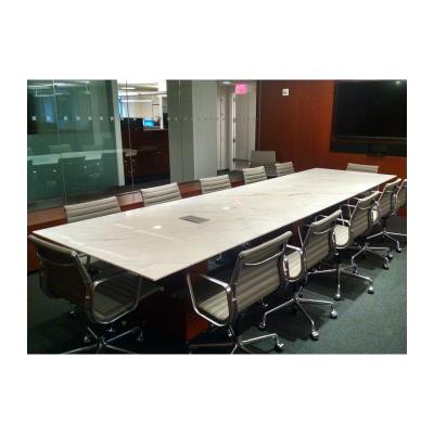 China Office Factory Table Small Corian Prefab White Marble Stone Scratch-Resistant Top Modern Conference Table And Chairs for sale