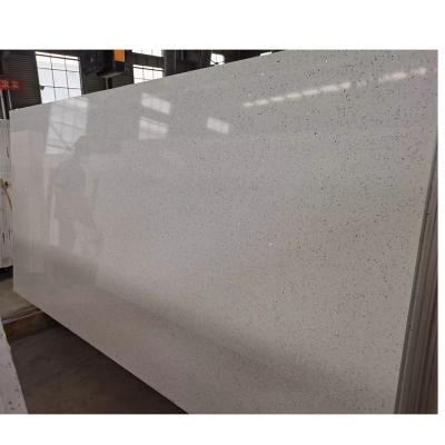 China Modern Crystal Sparkling White Quartz Kitchen Countertop Engineered Stone For Countertop for sale