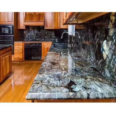 China Hotel Antique Labrador Pearl Blue Granite For Kitchen Countertops And Table Top for sale